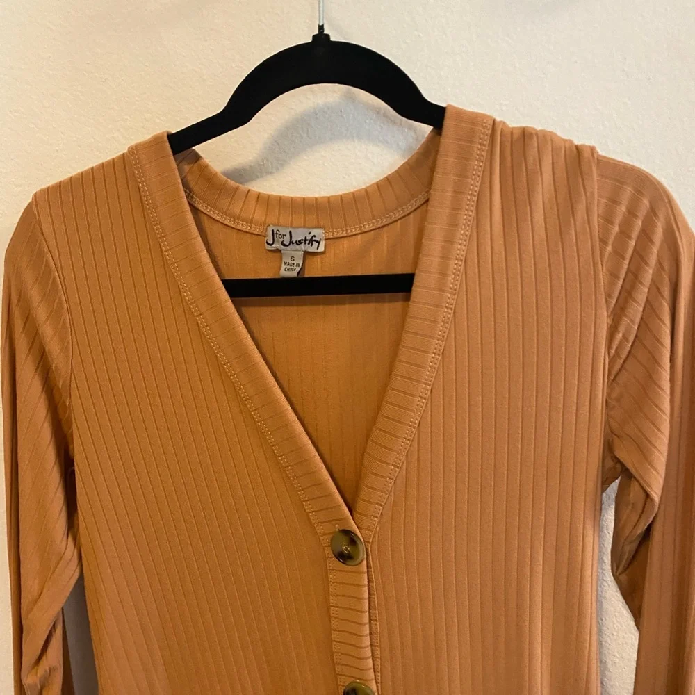 Front Button Tan Dress - Picture 3 of 4